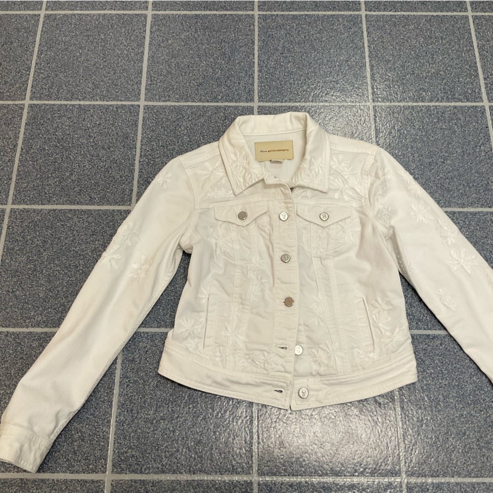Women’s Pilcro white embroidered jeans jacket size XS